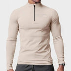 Men's Slim-fit Turtleneck Half Zipper Long Sleeve Tee | Streetwear