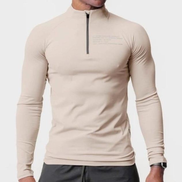 Men's Slim-fit Turtleneck Half Zipper Long Sleeve Tee | Streetwear