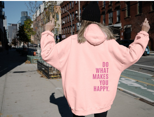 Loose Sport Hoodie with "Do What Makes You Happy" Print | Streetwear