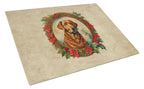Chesapeake Bay Retriever Christmas Flowers Glass Cutting Board