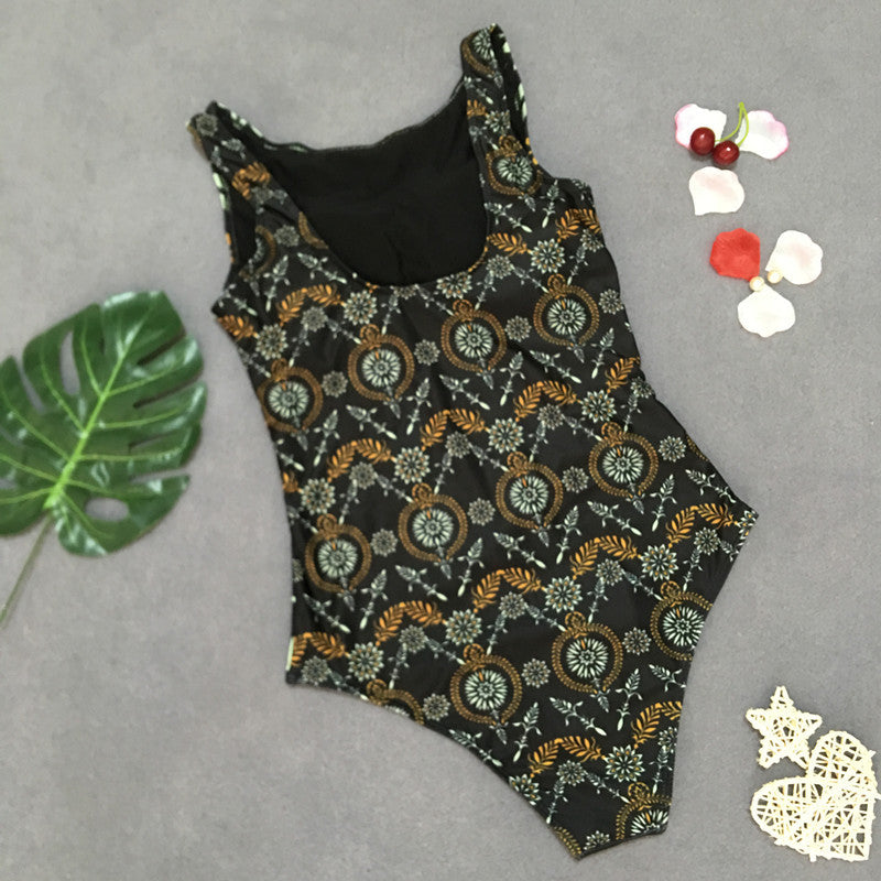 Retro Floral One-Piece Swimsuit for Women