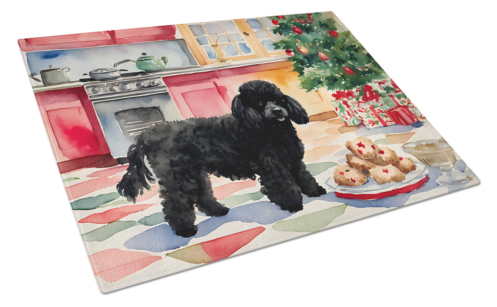 Poodle Christmas Cookies Glass Cutting Board