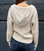 Hooded Twist Knitted Cardigan Coat For Women