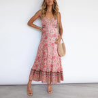 2021 Women's Casual Sexy Floral Print V-Neck Dress