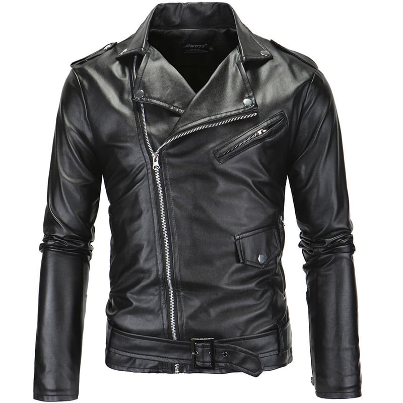 British White Washed Leather Motorcycle Jacket
