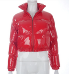 Zip Mirror Leather Warm Quilted Jacket