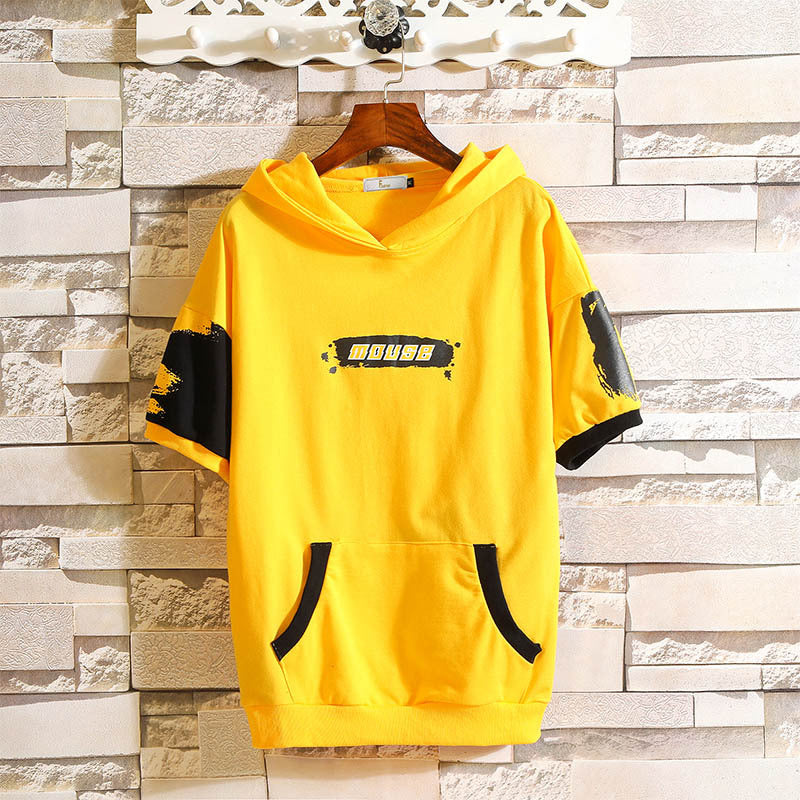 Short Sleeve Hoodie with Letter Design | Streetwear
