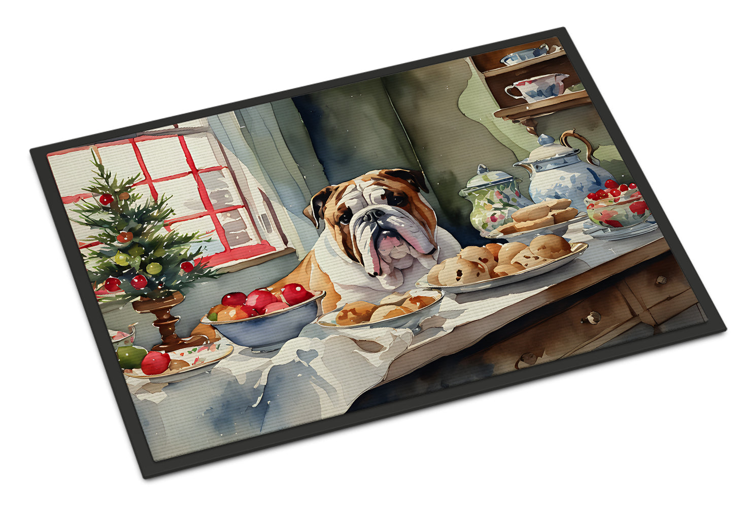 English Bulldog Christmas Cookies Doormat