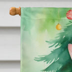 Oriental Shorthair Cat By the Christmas Tree House Flag