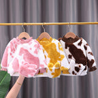 Warm Long-sleeved Sweater with Plush Rabbit Fur for Kids
