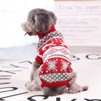 Christmas Print Knitted Turtleneck Dog Sweater