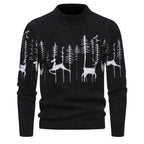Trendy Round Neck Pullover Sweater with Christmas Deer | Streetwear
