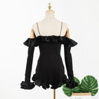 Jennie Style Black Long Sleeve Ruffled Bodysuit
