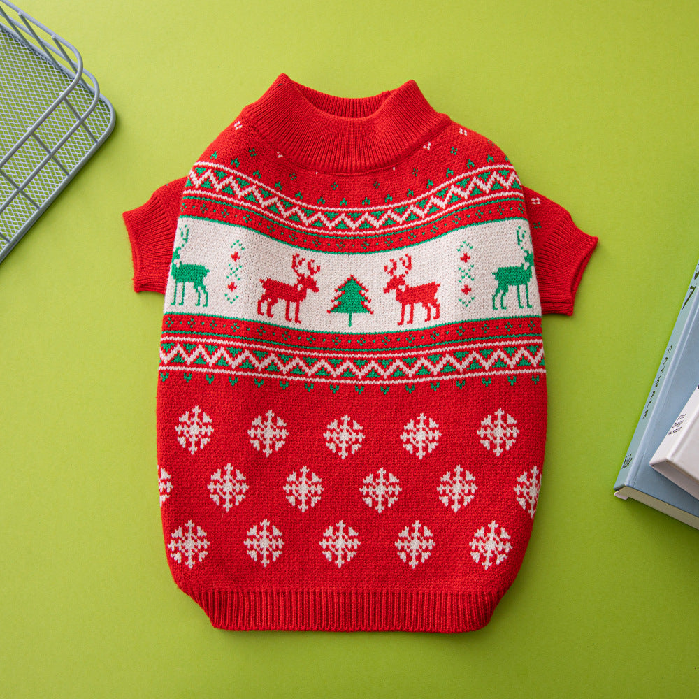 Christmas Tree Elk Design Dog Sweater