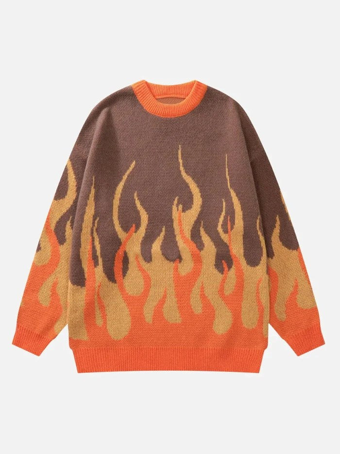 Men's Hip Hop Knitted Vintage Pattern Pullover Sweater | Streetwear