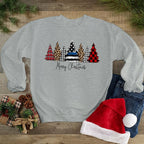 Loose Long Sleeve Christmas Print Round Neck Top