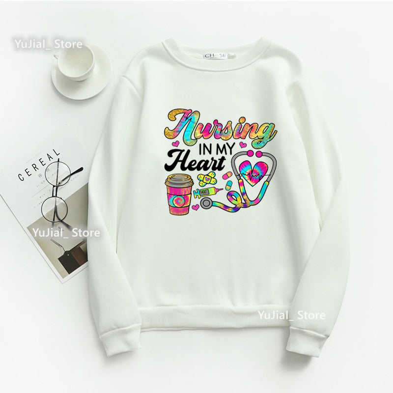 Nurse Heart Print Hoodie for Women - Fashionable Autumn/Winter | Streetwear
