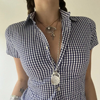 Plaid Button-Up Slim Fit Cardigan