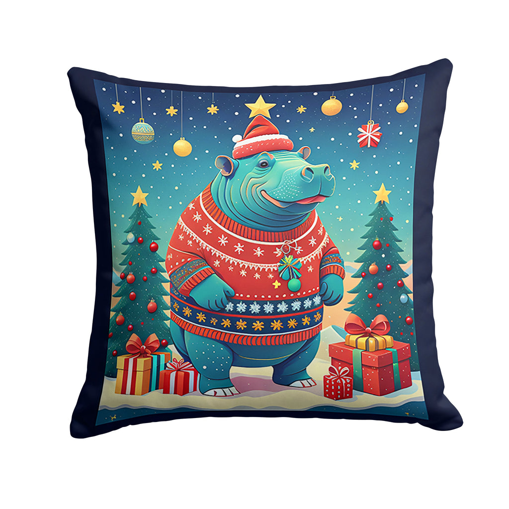 Hippopotamus Christmas Throw Pillow