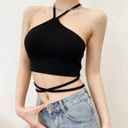 Women's Summer 2022 Crop Top with Neck Strap