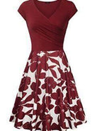 Vintage Patchwork Print Hepburn Style Maxi Dress