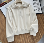 Simple Zipper Lapel Long Sleeve Women's Sweater