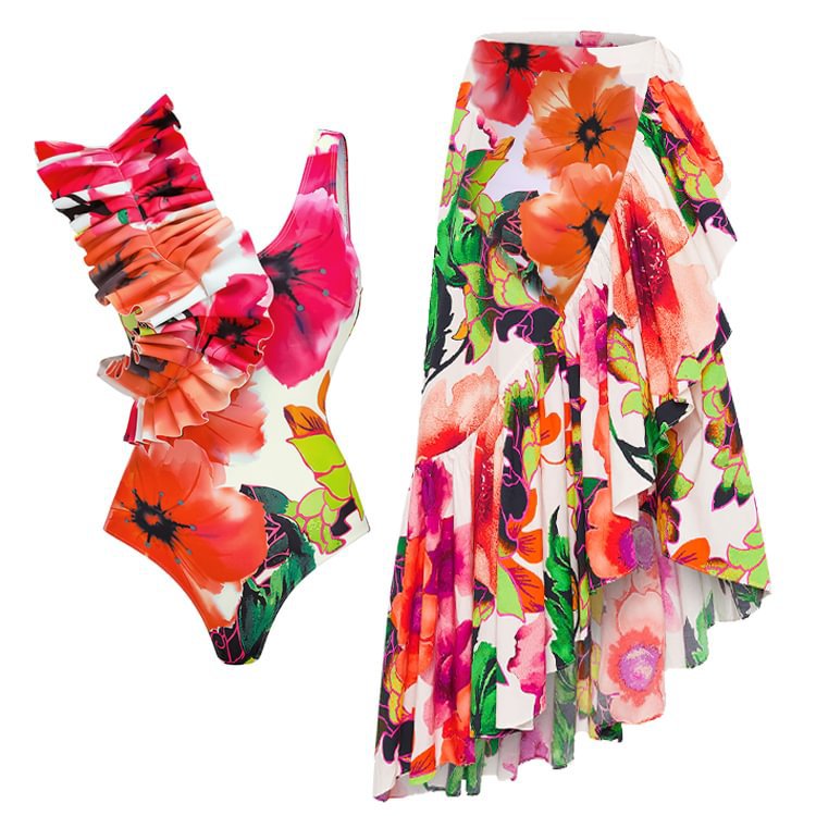 Monet Garden Ruffled One-Piece Swimsuit 2023
