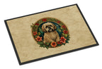 Lhasa Apso Christmas Flowers Doormat