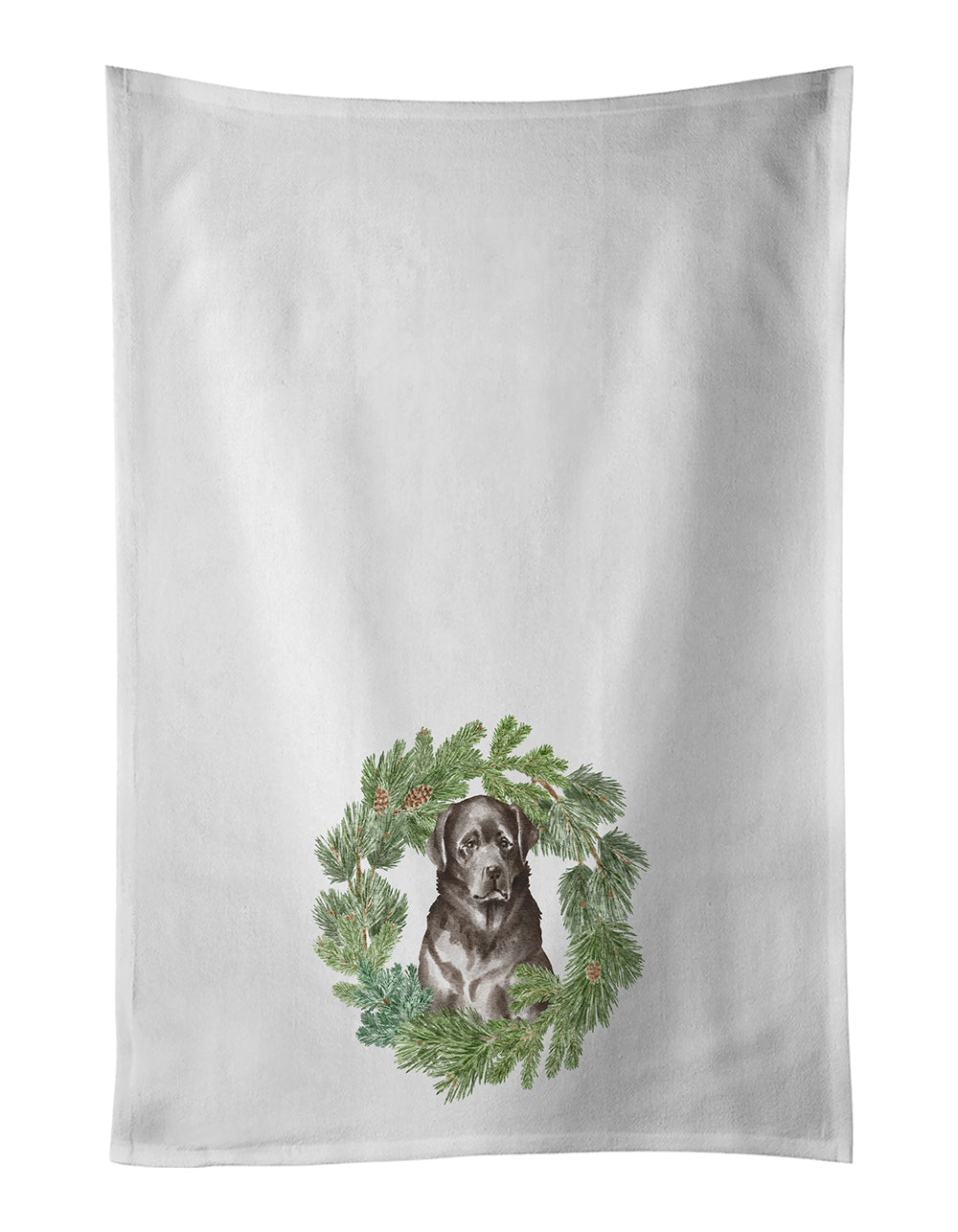 Labrador Retriever Black Christmas Wreath Kitchen Towel Set of 2