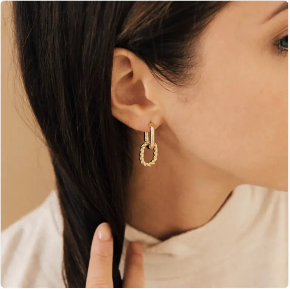 French Style Geometric Twist Double-Layer Ear Clip Earrings | Jewelry
