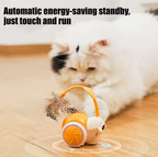 Interactive Automatic Cat Toy, Self-Moving Electric Feather Teaser Robot with Remote & LED Wheels, Rechargeable Smart Kitten Exerciser