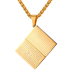 Lord's Prayer Cross Pendant Necklace - Stainless Steel Christian Jewelry