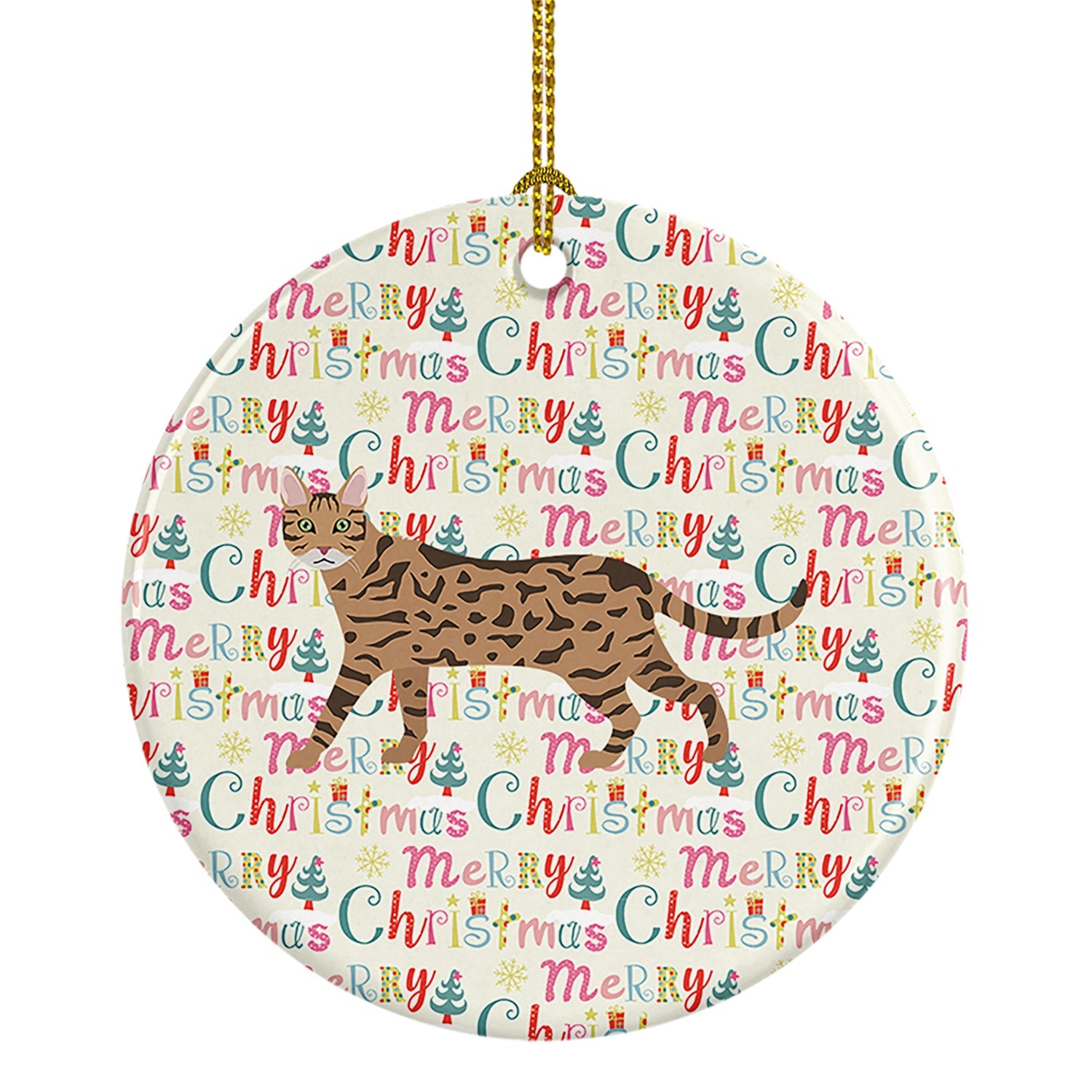 Serengeti Cat Christmas Ceramic Ornament