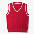 Plus Size Velvet V-Neck Striped Sweater Vest for Men