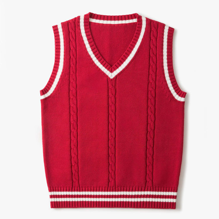 Plus Size Velvet V-Neck Striped Sweater Vest for Men