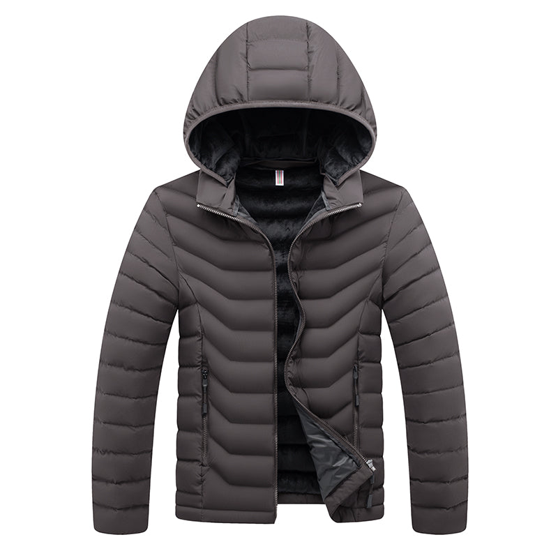 Men's Winter Casual Hooded Parka Jacket with Detachable Hat