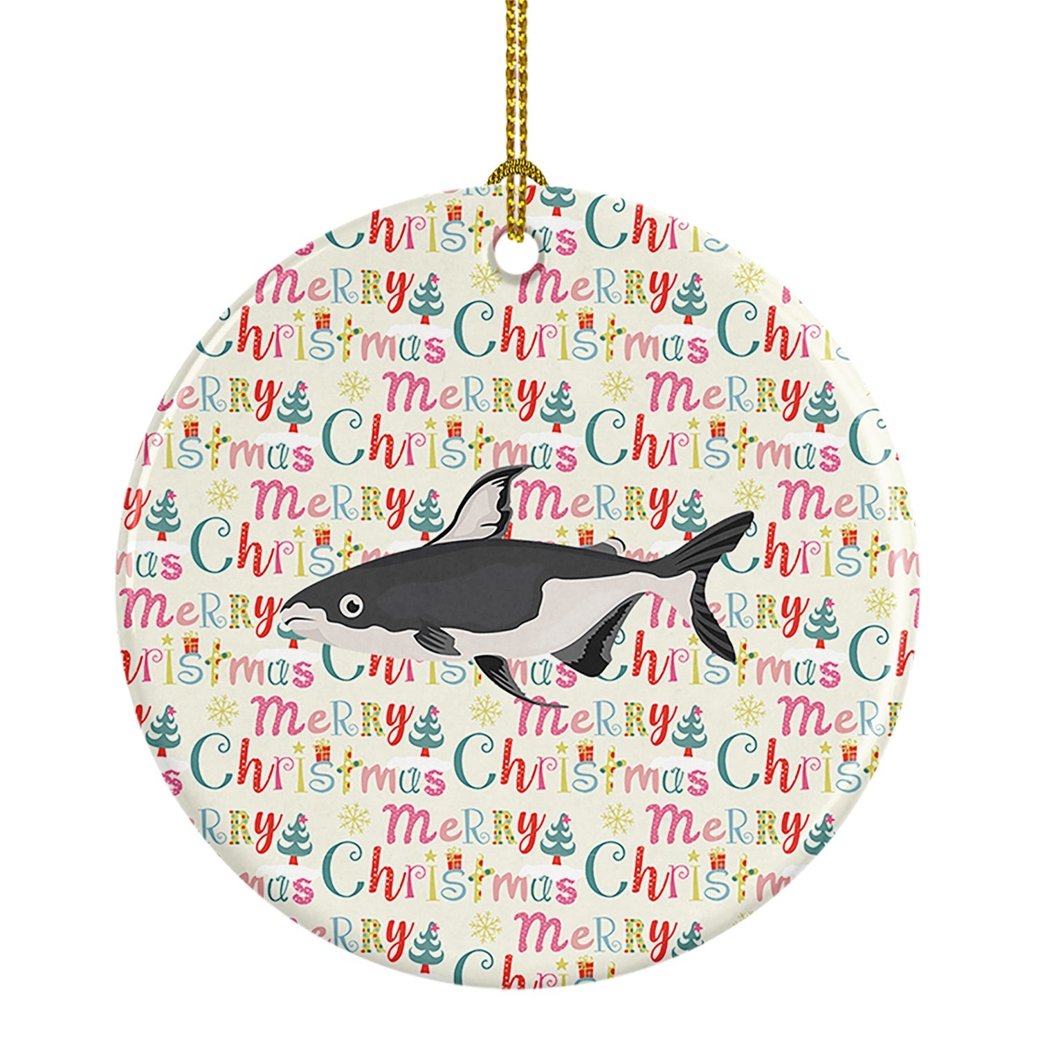 Iridescent Shark Christmas Ceramic Ornament