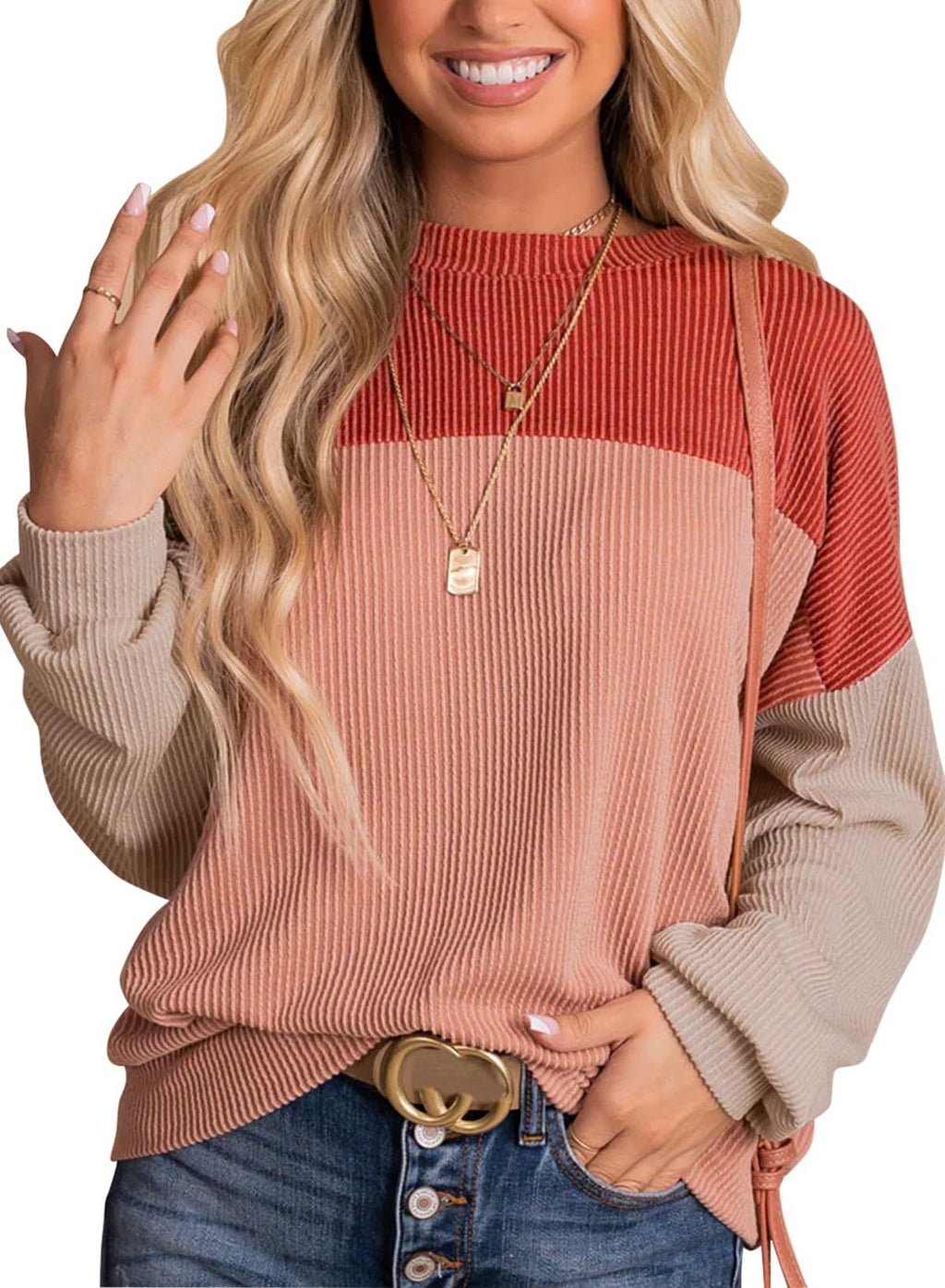 Women's Loose Polyester Long-sleeved Sweater Top