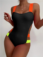 Women's Color Board Strap Sexy One-Piece Swimsuit