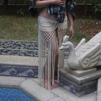 Hand-Crocheted Fringe Beach Cover-Up Skirt
