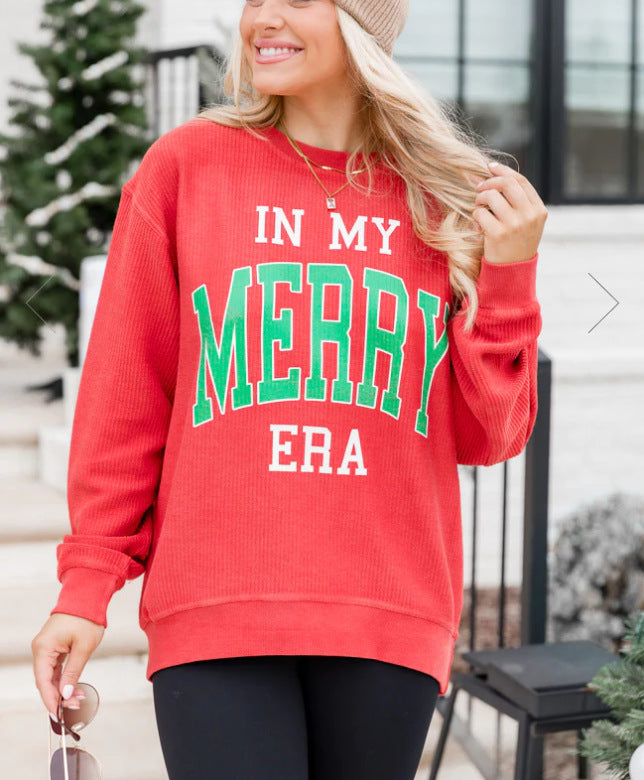 Women's Round Neck Christmas Cartoon Print Sweater