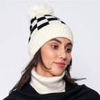 Fashion Week Checkered Pom Beanie | Embroidered Cap