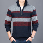 Men's Striped Turtleneck Pullover Sweater for Autumn/Winter | Streetwear