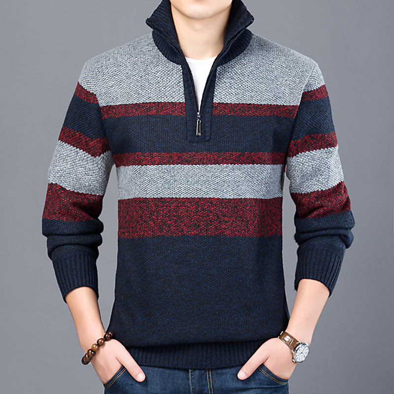 Men's Striped Turtleneck Pullover Sweater for Autumn/Winter | Streetwear