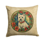 Westie Christmas Flowers Throw Pillow