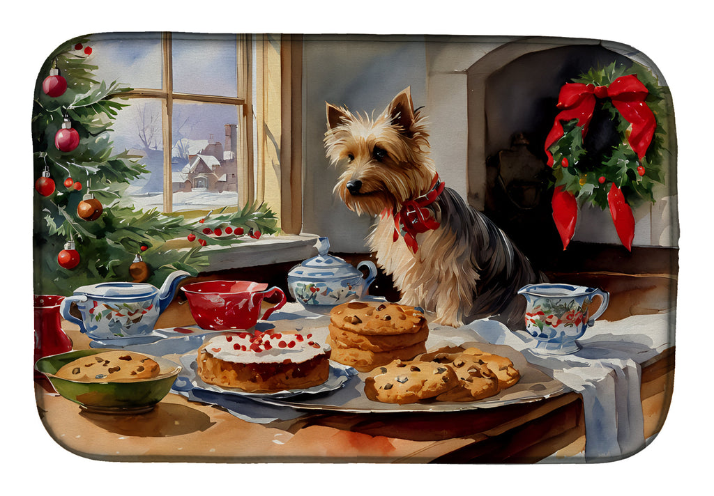 Silky Terrier Christmas Cookies Dish Drying Mat