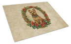 Norwich Terrier Christmas Flowers Glass Cutting Board