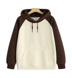 New Loose Color-Block Silver Fox Velvet Hoodie | Streetwear
