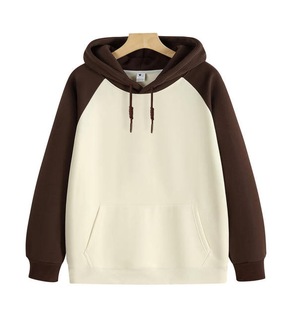 New Loose Color-Block Silver Fox Velvet Hoodie | Streetwear