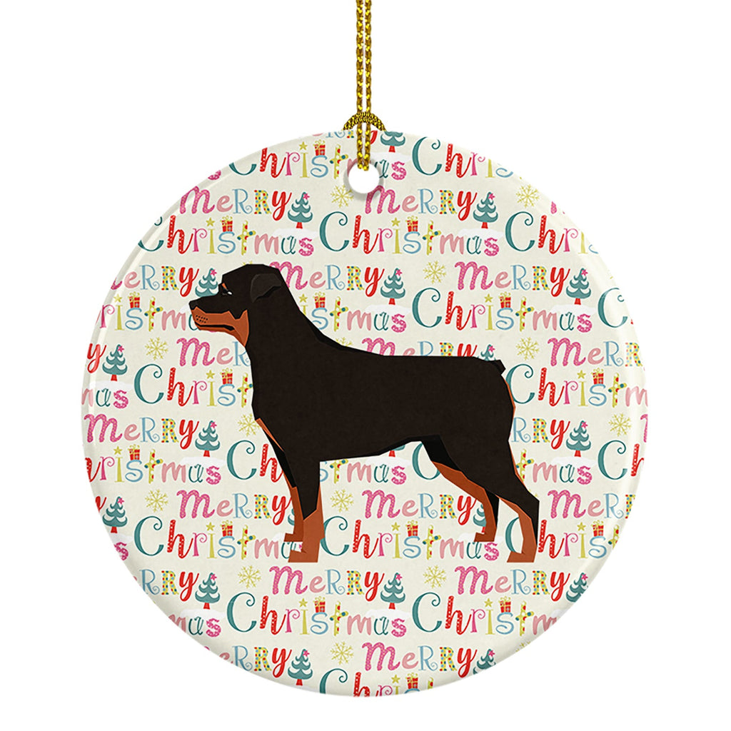 Rottweiler Merry Christmas Ceramic Ornament